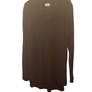 Liz Claiborne Top Womens Sz S Black Cowl Neck Flowing Tunic High Low Hem